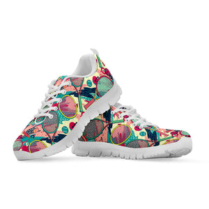 Retro Tennis Pattern Print White Running Shoes