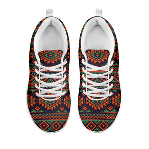 Retro Tribal Navajo Pattern Print White Running Shoes