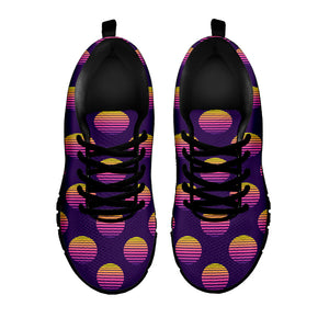 Retrowave Sunset Pattern Print Black Running Shoes