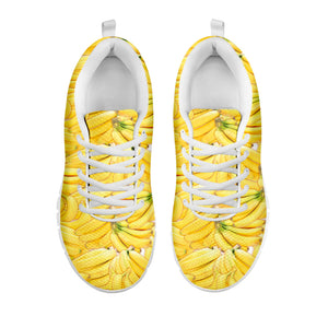 Ripe Banana Pattern Print White Running Shoes