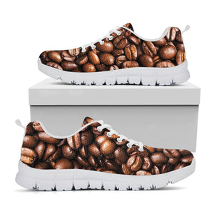 Roasted Coffee Bean Print White Running Shoes