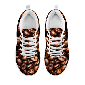Roasted Coffee Bean Print White Running Shoes