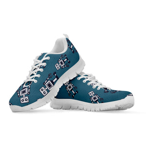 Robot Servant Pattern Print White Running Shoes