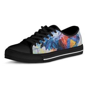Rooster Painting Print Black Low Top Sneakers