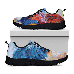 Rooster Painting Print Black Running Shoes