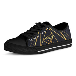 Rose Pyramid Print Black Low Top Sneakers