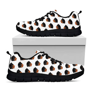 Rottweiler Face Pattern Print Black Running Shoes