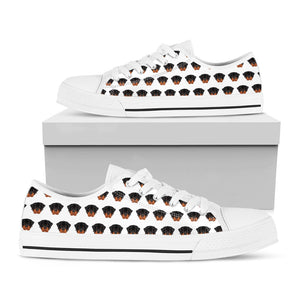Rottweiler Face Pattern Print White Low Top Sneakers