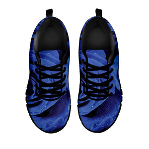 Royal Blue Rose Print Black Running Shoes