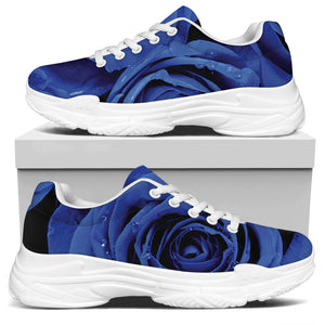 Royal Blue Rose Print White Chunky Shoes