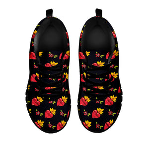 Sacred Heart Pattern Print Black Running Shoes