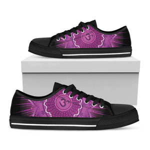 Sahasrara Chakra Mandala Print Black Low Top Sneakers