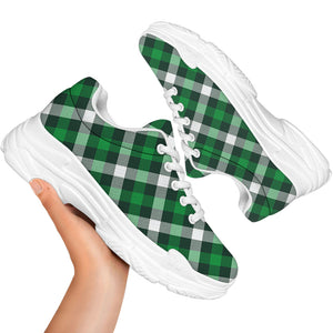 Saint Patrick's Day Plaid Pattern Print White Chunky Shoes