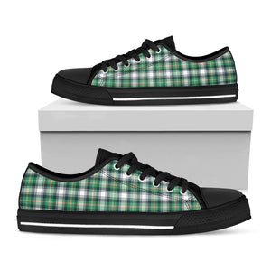 Saint Patrick's Day Tartan Pattern Print Black Low Top Sneakers