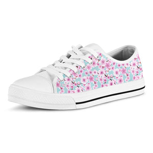 Sakura Cherry Blossom Pattern Print White Low Top Sneakers
