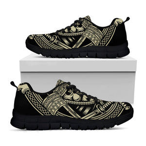 Samurai Warrior Mask Print Black Running Shoes