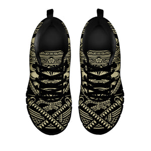 Samurai Warrior Mask Print Black Running Shoes