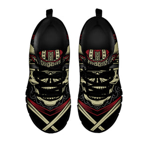 Samurai Warrior Skull Print Black Running Shoes