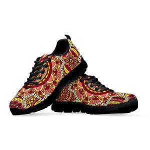 Sangria Mandala Bohemian Pattern Print Black Running Shoes