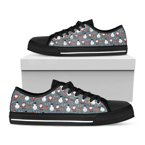 Santa Claus And Friends Pattern Print Black Low Top Sneakers