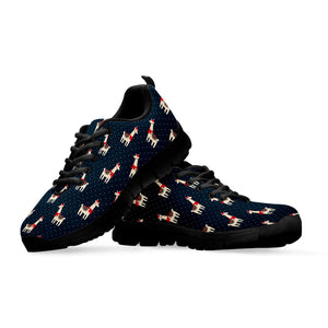 Santa Claus Llama Xmas Pattern Print Black Running Shoes