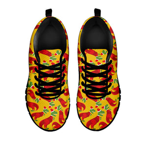 Santa Claus T-Rex Christmas Dino Print Black Running Shoes