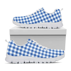 Sapphire Blue Check Pattern Print White Running Shoes