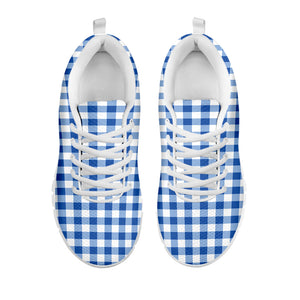 Sapphire Blue Check Pattern Print White Running Shoes