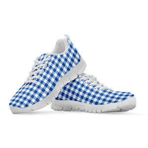 Sapphire Blue Check Pattern Print White Running Shoes