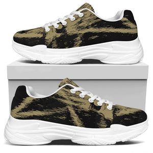 Satanic Pentagram Skull Print White Chunky Shoes