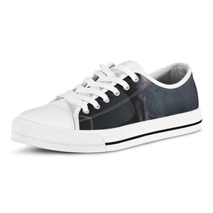 Scary Grey Alien 3D Print White Low Top Sneakers