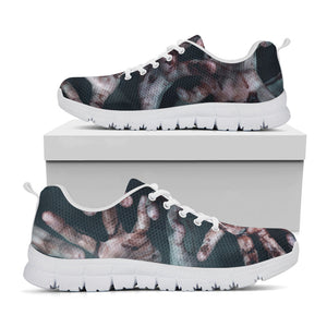 Scary Zombie Hands Print White Running Shoes