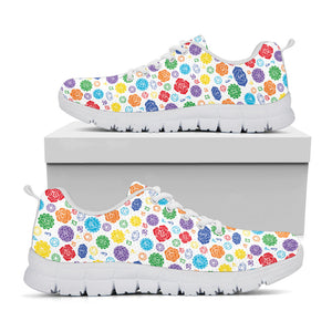 Seven Chakra Symbols Pattern Print White Running Shoes