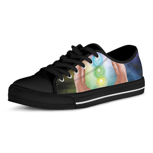 Seven Chakras Energy Print Black Low Top Sneakers