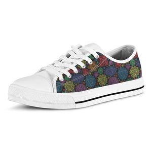 Seven Chakras Flowers Pattern Print White Low Top Sneakers