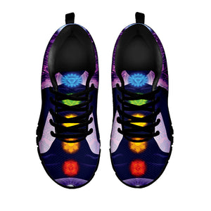 Seven Chakras Mandala Print Black Running Shoes
