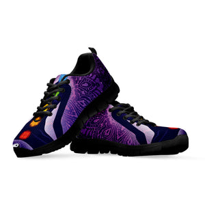 Seven Chakras Mandala Print Black Running Shoes