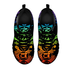 Seven Spiritual Chakras Print Black Running Shoes