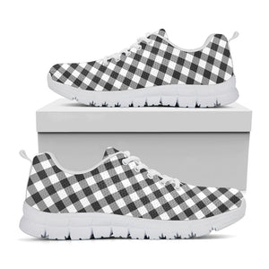 Shadow Grey And White Gingham Print White Running Shoes