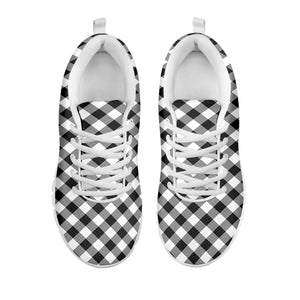 Shadow Grey And White Gingham Print White Running Shoes