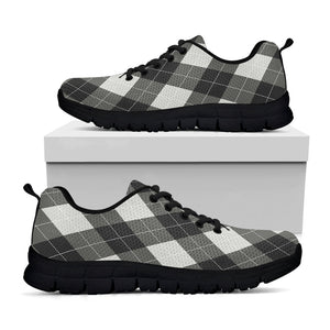 Shadow Grey Argyle Pattern Print Black Running Shoes