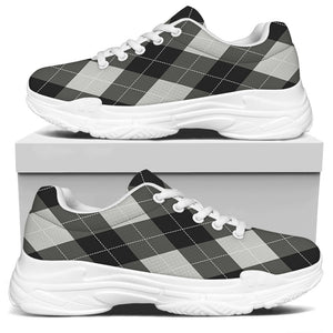 Shadow Grey Argyle Pattern Print White Chunky Shoes