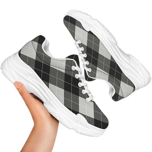 Shadow Grey Argyle Pattern Print White Chunky Shoes