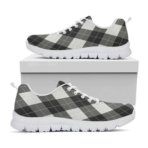 Shadow Grey Argyle Pattern Print White Running Shoes