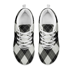 Shadow Grey Argyle Pattern Print White Running Shoes