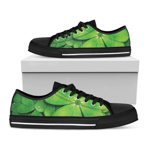 Shamrock Clover St. Patrick's Day Print Black Low Top Sneakers