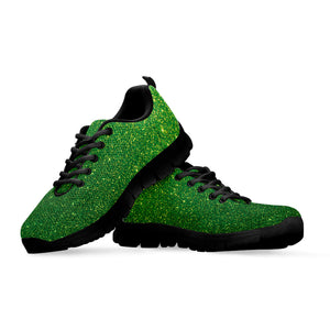 Shamrock Green (NOT Real) Glitter Print Black Running Shoes