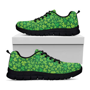 Shamrock Leaf St. Patrick's Day Print Black Running Shoes