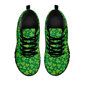 Shamrock Leaf St. Patrick's Day Print Black Running Shoes