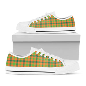 Shamrock Plaid Saint Patrick's Day Print White Low Top Sneakers